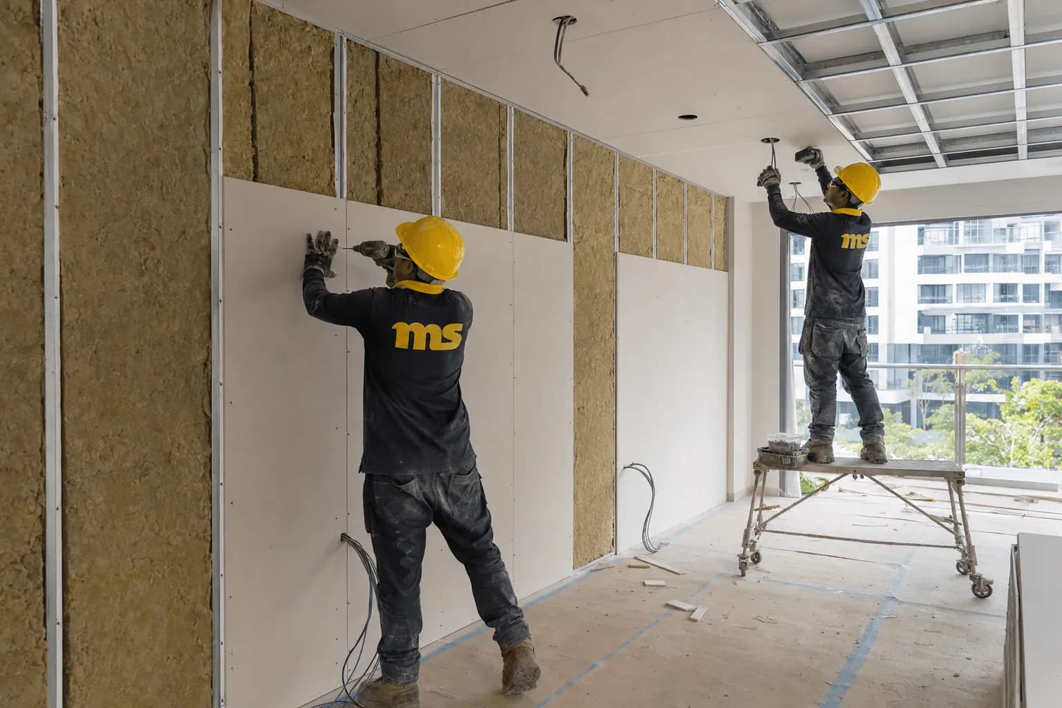 False ceiling and partition installation in a Singapore property
